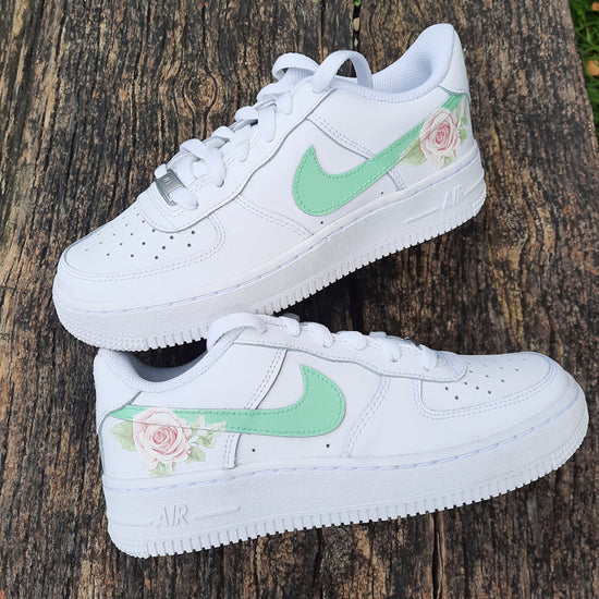 Step Up Your Sneaker Game with Custom Mint Rose Nike Air Force 1s