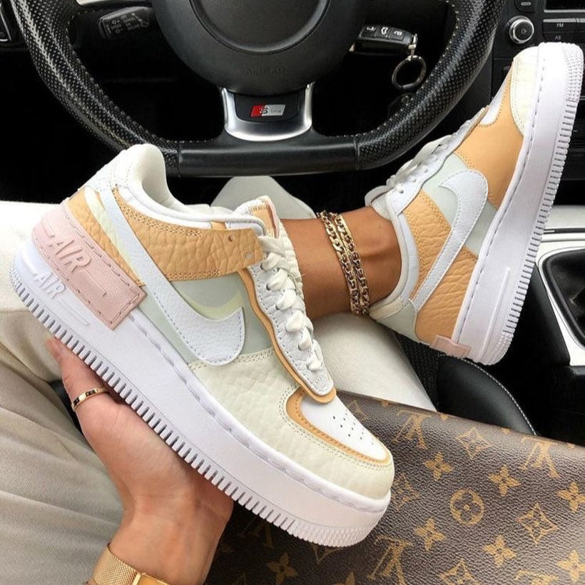Custom Air Force 1 Beige Orange Pink