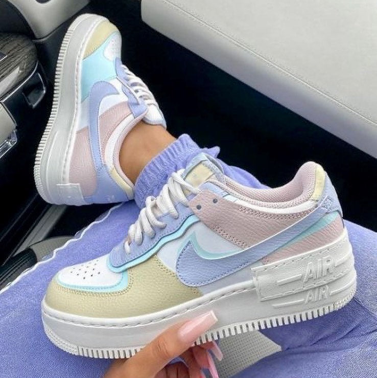 Custom Air Force 1 Beige Purple Pink