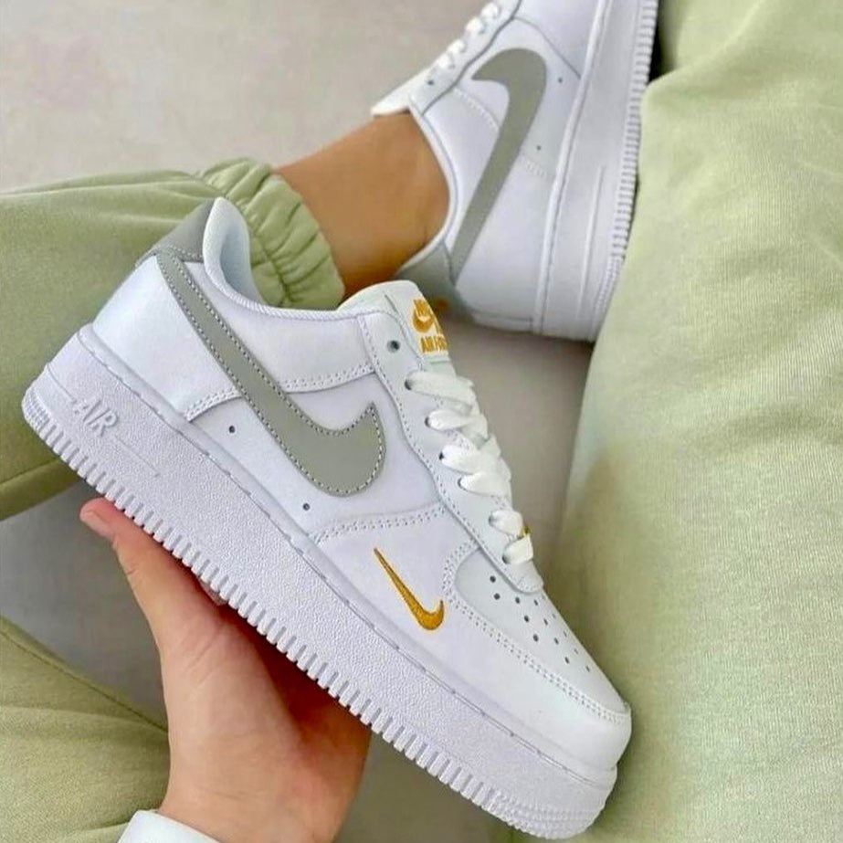 Custom Air Force 1 White Grey-green Double Swoosh