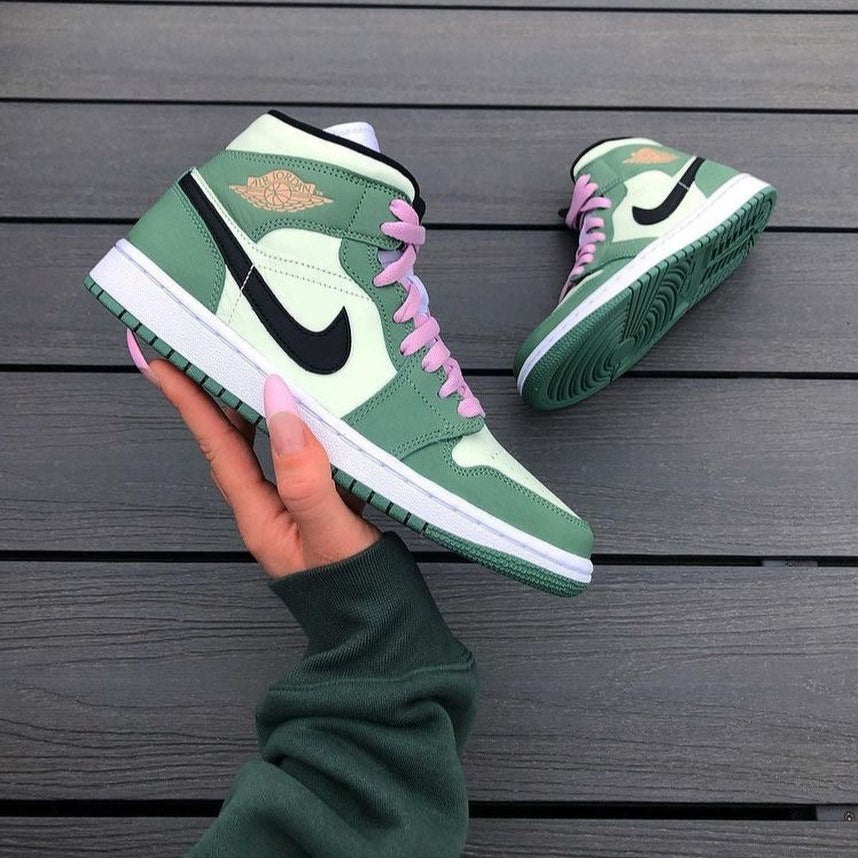 Custom Air Jordan 1 Light And Dark Green Black
