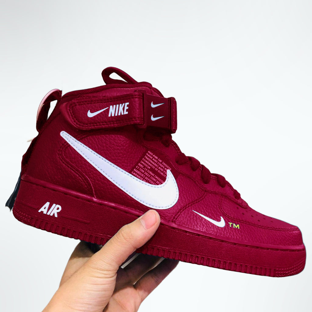 Custom Air Force 1 Red White Fonts And Swooshes Mid