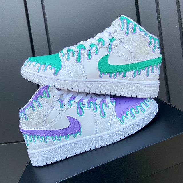 Custom Air Jordan 1 Green Purple Drip