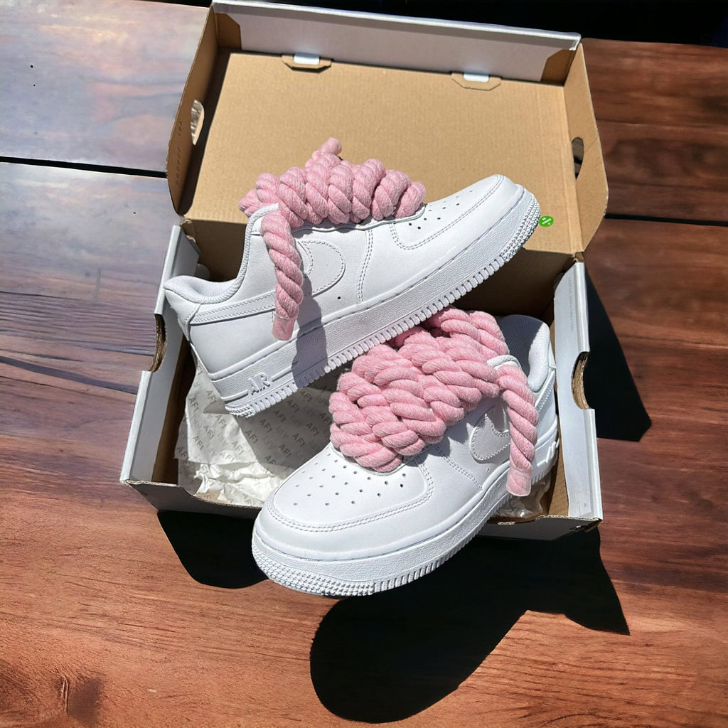 Pink Rope Laces Af1 Thick Pink Rope Laces Custom Air Force 1 – customasurprise