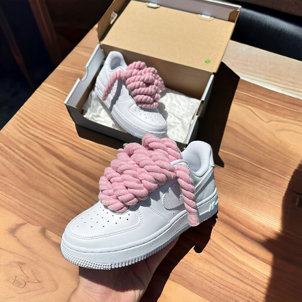 Pink Rope Laces Af1 Thick Pink Rope Laces Custom Air Force 1 – customasurprise