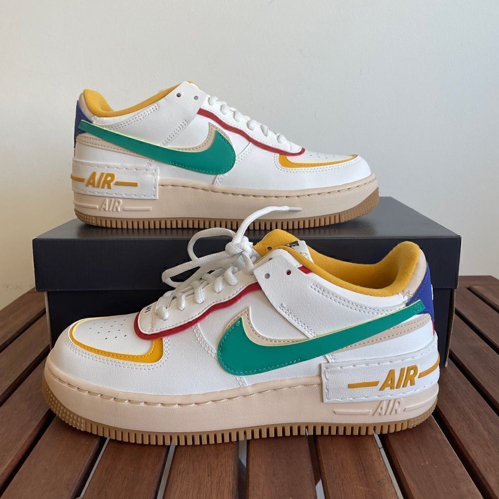 Colorful Swoosh Details Yellow Red Green Custom AF1 Shadow ...