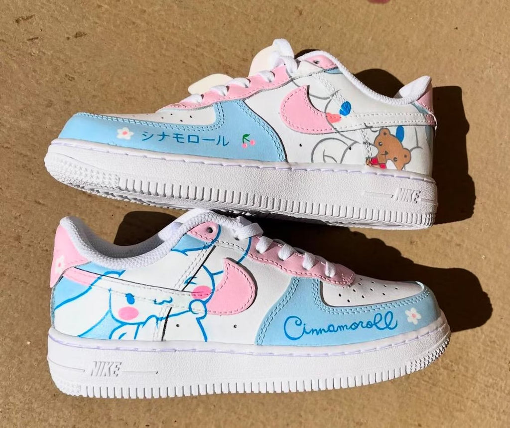 Custom Air Force 1 Baby Blue Pink Cinnamoroll Cartoon Design