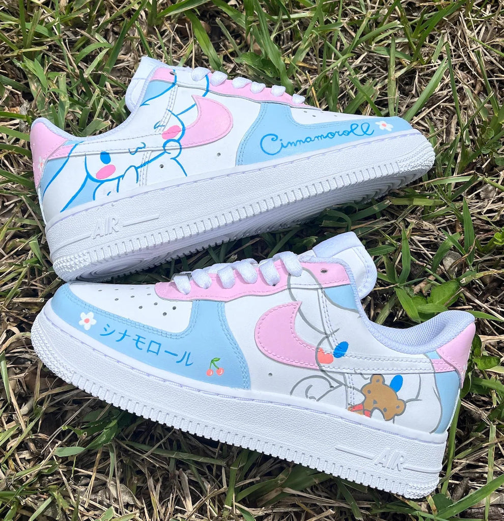 Custom Air Force 1 Baby Blue Pink Cinnamoroll Cartoon Design