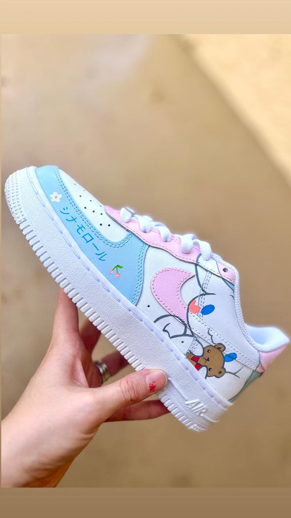 Custom Air Force 1 Baby Blue Pink Cinnamoroll Cartoon Design