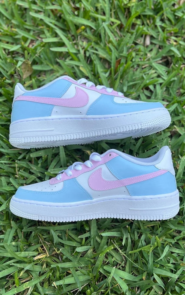Custom Air Force 1 Baby Blue Pink Cinnamoroll Cartoon Design
