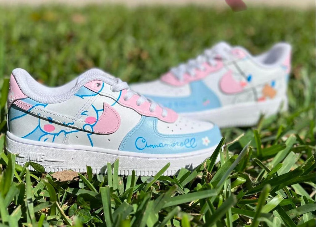 Custom Air Force 1 Baby Blue Pink Cinnamoroll Cartoon Design