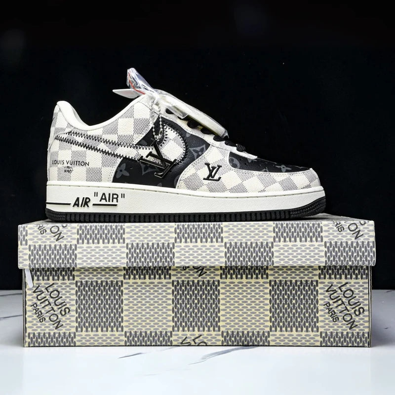 Custom Air Force 1 Black Beige LV Checkerboard