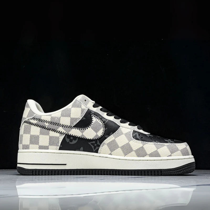 Custom Air Force 1 Black Beige LV Checkerboard