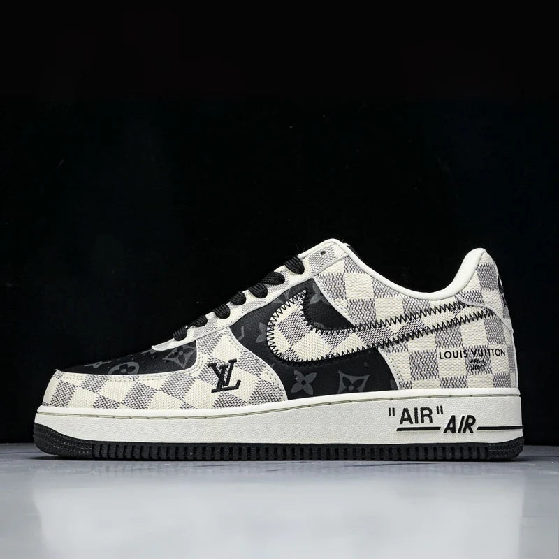 Custom Air Force 1 Black Beige LV Checkerboard