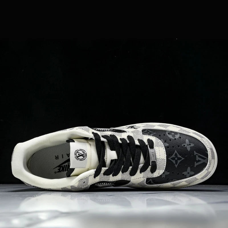 Custom Air Force 1 Black Beige LV Checkerboard