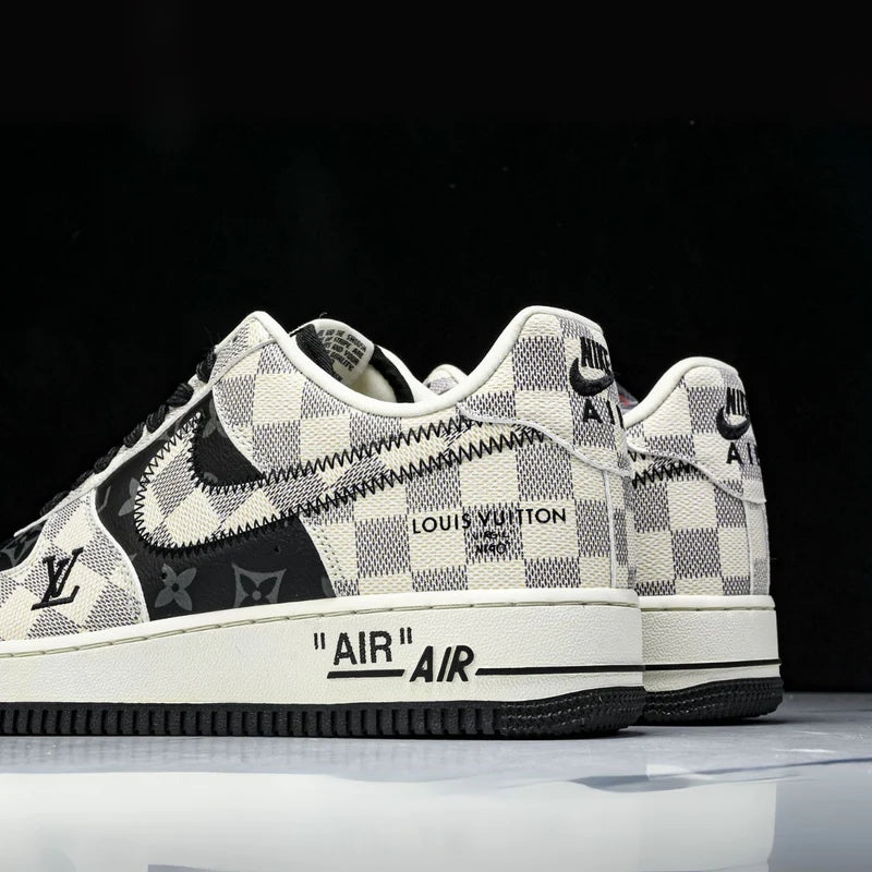 Custom Air Force 1 Black Beige LV Checkerboard