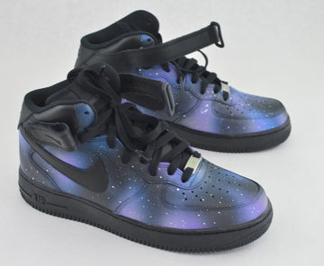 Custom Air Force 1 Black Bule Galaxy Pattern