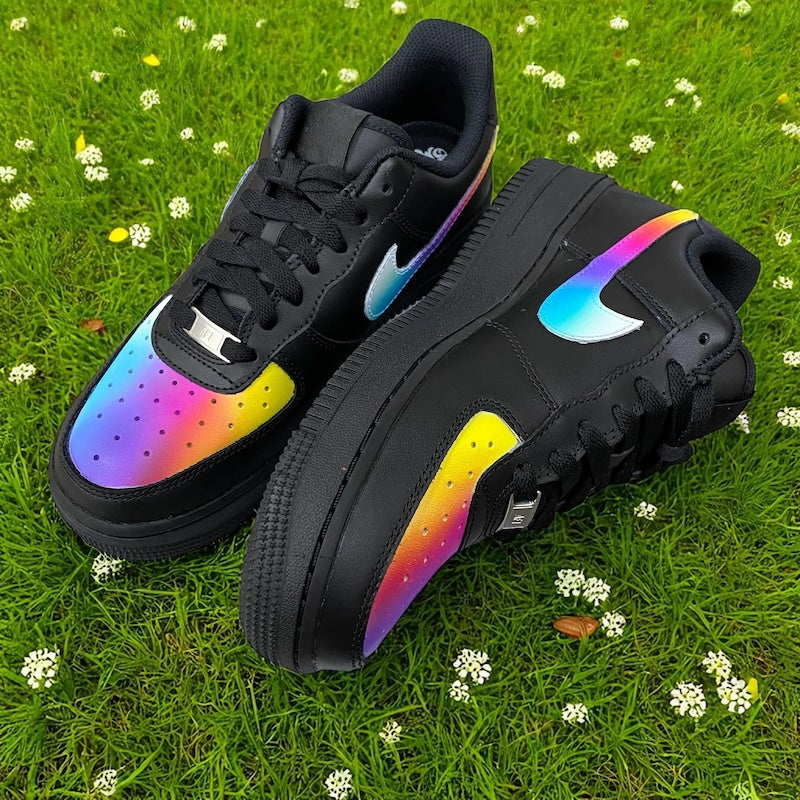 Custom Air Force 1 Black Rainbow Design