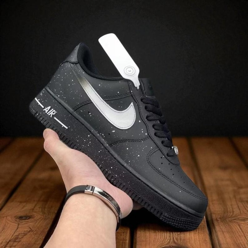 Custom Air Force 1 Black White Speckle Pattern