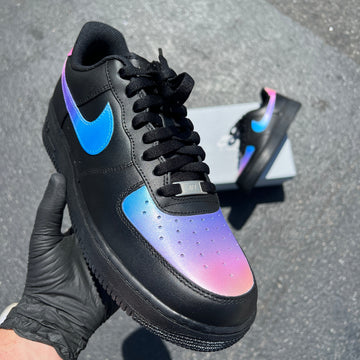 Custom Air Force 1 Black With Blue And Pink Ombre