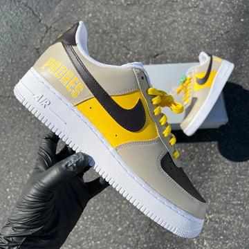 Custom Air Force 1 Gray And Yellow With Padres Logo