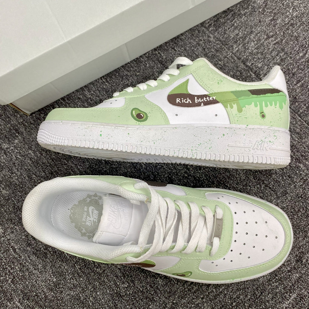 Custom Air Force 1 Light Green White With Avocado And Rich Butter Pattern