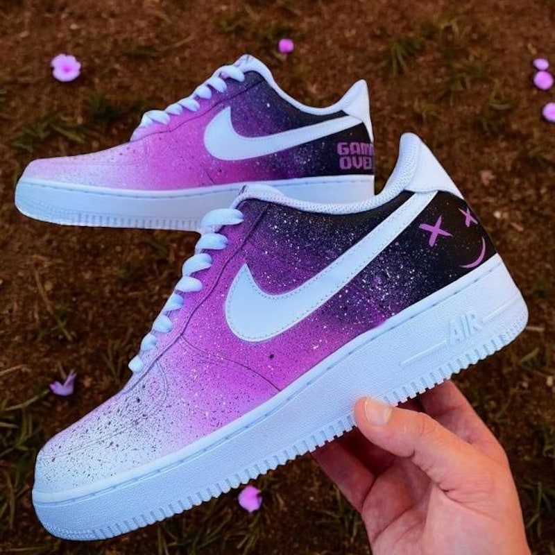 Custom Air Force 1 Purple Gradient Galaxy Pattern