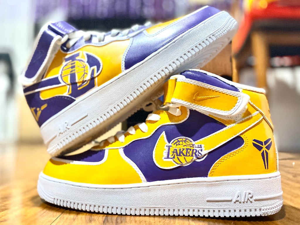 Custom Air Force 1 Purple Yellow Kobe Bryant Lakers Theme