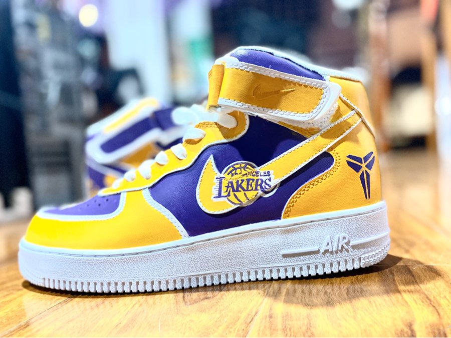 Custom Air Force 1 Purple Yellow Kobe Bryant Lakers Theme
