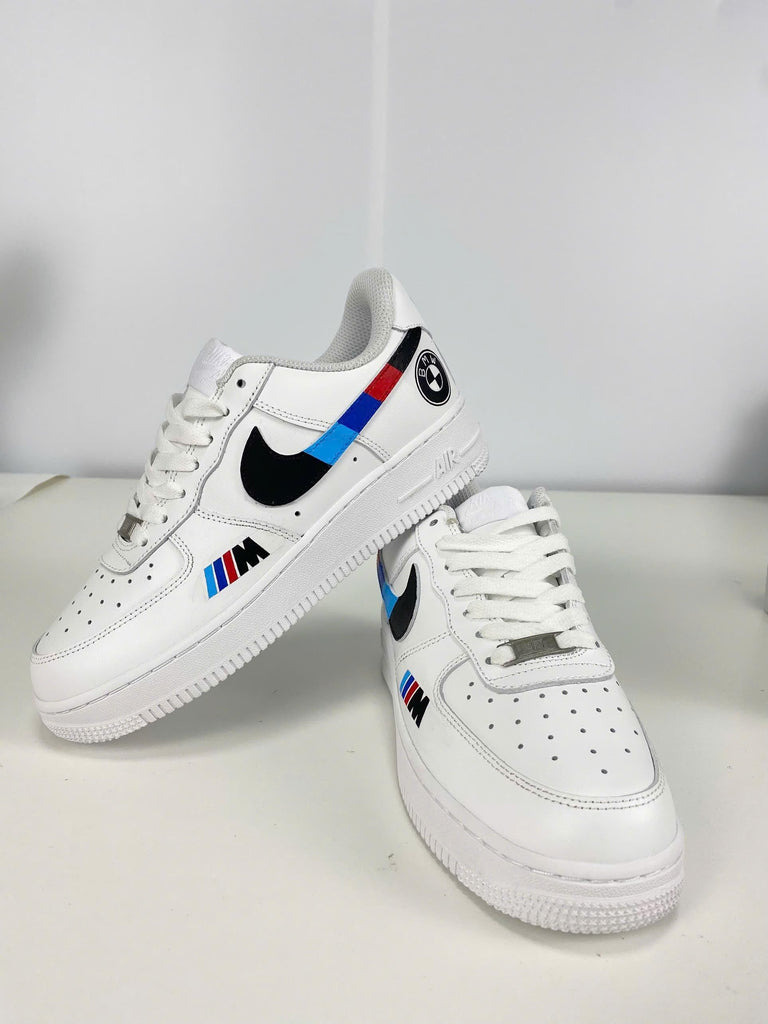 Custom Air Force 1 Red Black Blue Swoosh BMW Logo
