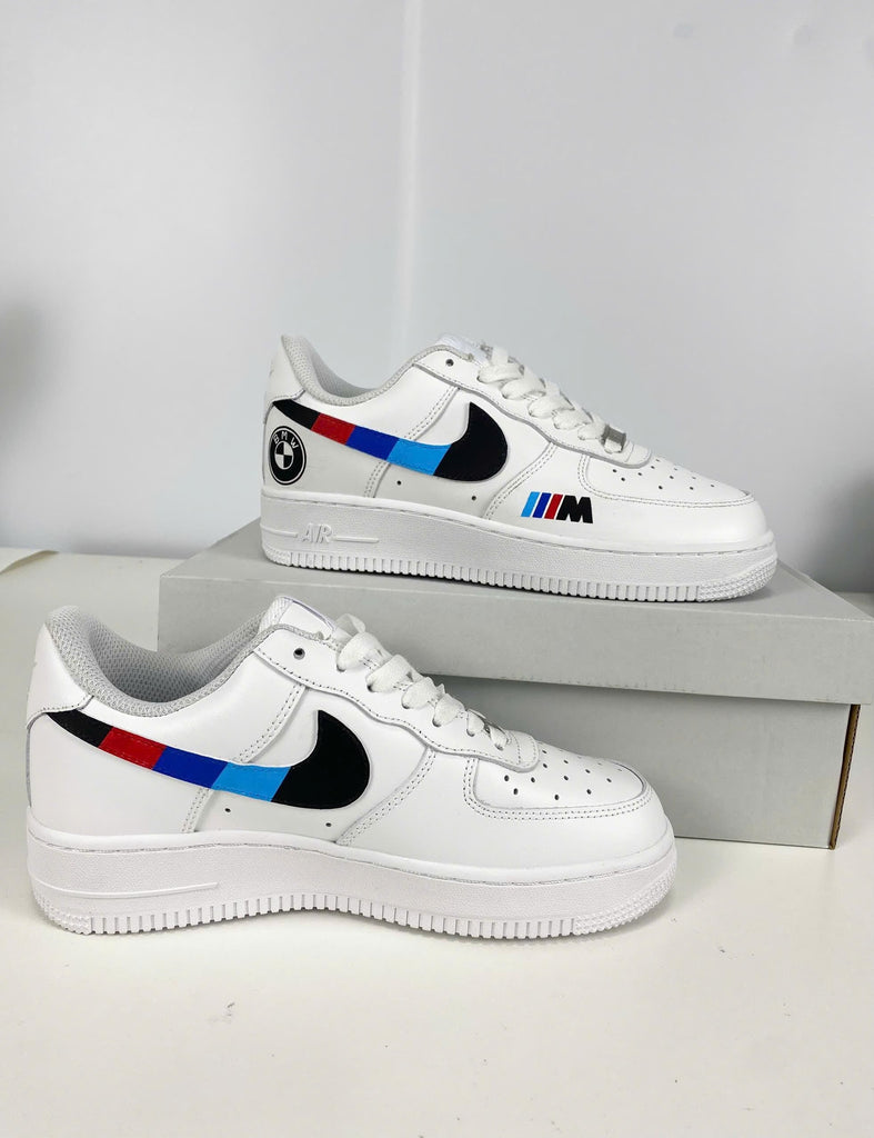 Custom Air Force 1 Red Black Blue Swoosh BMW Logo