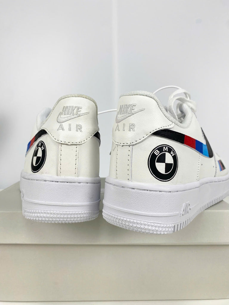 Custom Air Force 1 Red Black Blue Swoosh BMW Logo