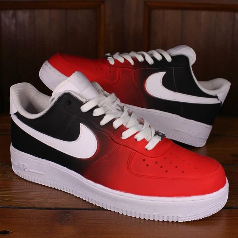 Custom Air Force 1 Red Black Ombre