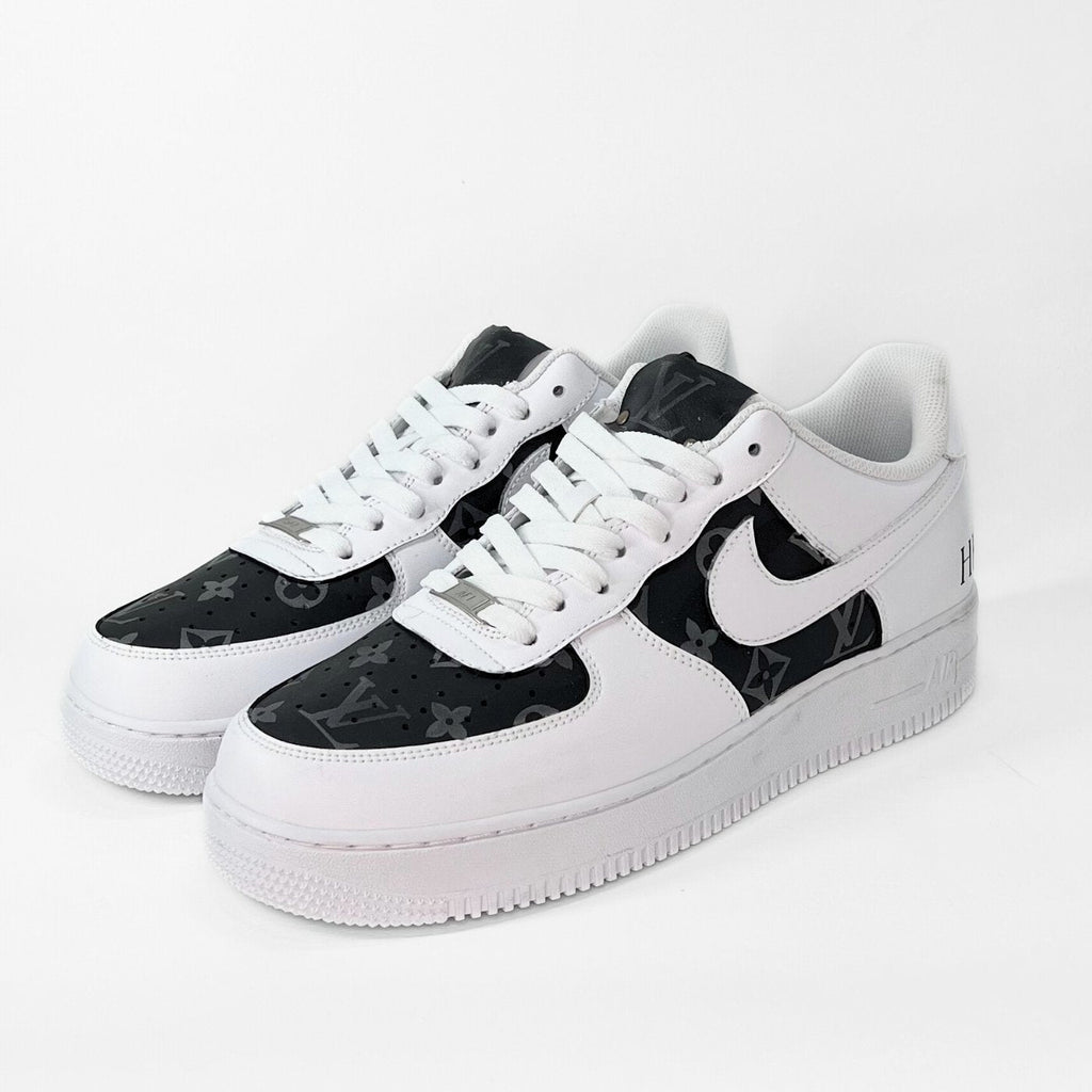 Custom Air Force 1 White And Black With LV Pattern