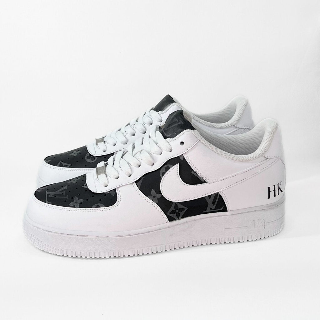 Custom Air Force 1 White And Black With LV Pattern