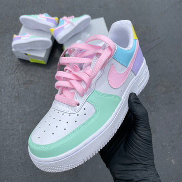 Custom Air Force 1 White Baby Pink And Pastel Colors