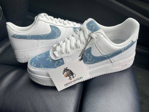 Custom Air Force 1 White Blue And LV Pattern