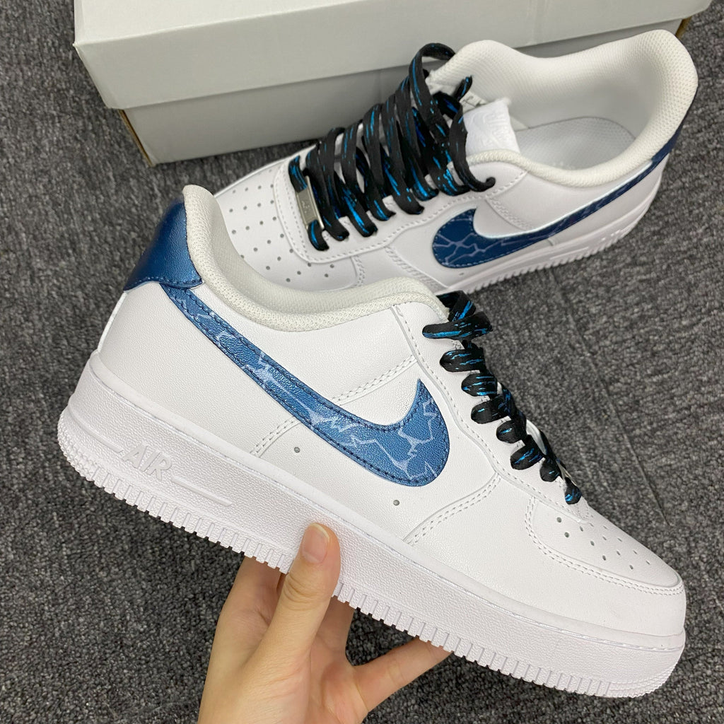 Custom Air Force 1 White Blue Cracked - pattern