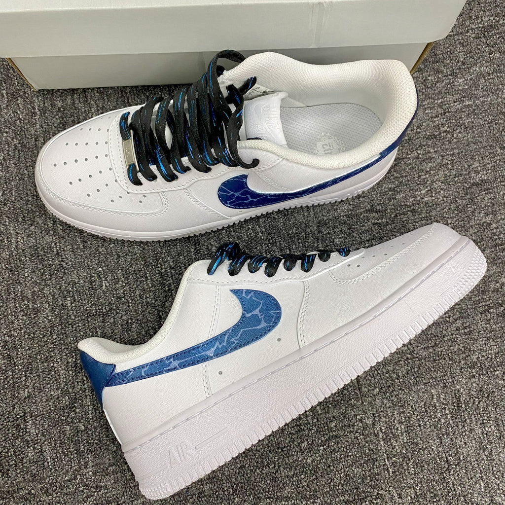 Custom Air Force 1 White Blue Cracked - pattern