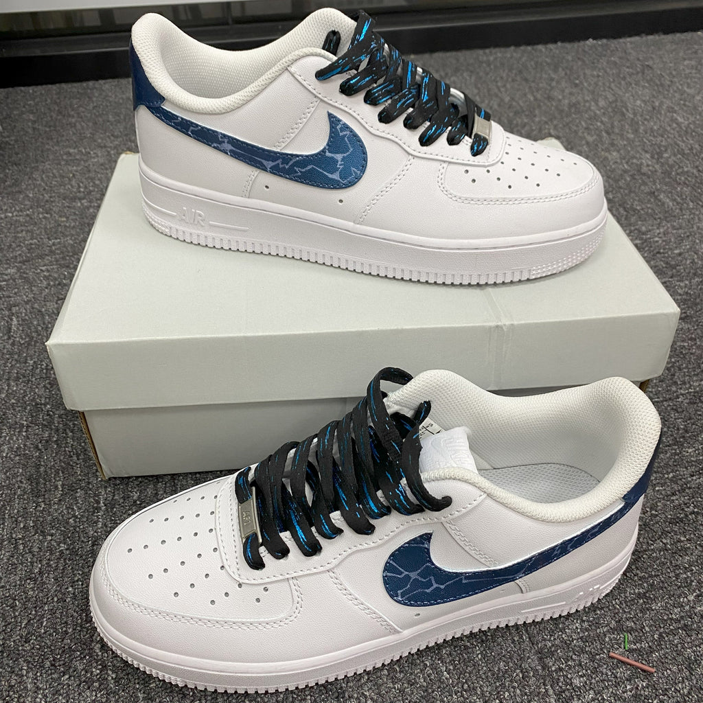 Custom Air Force 1 White Blue Cracked - pattern