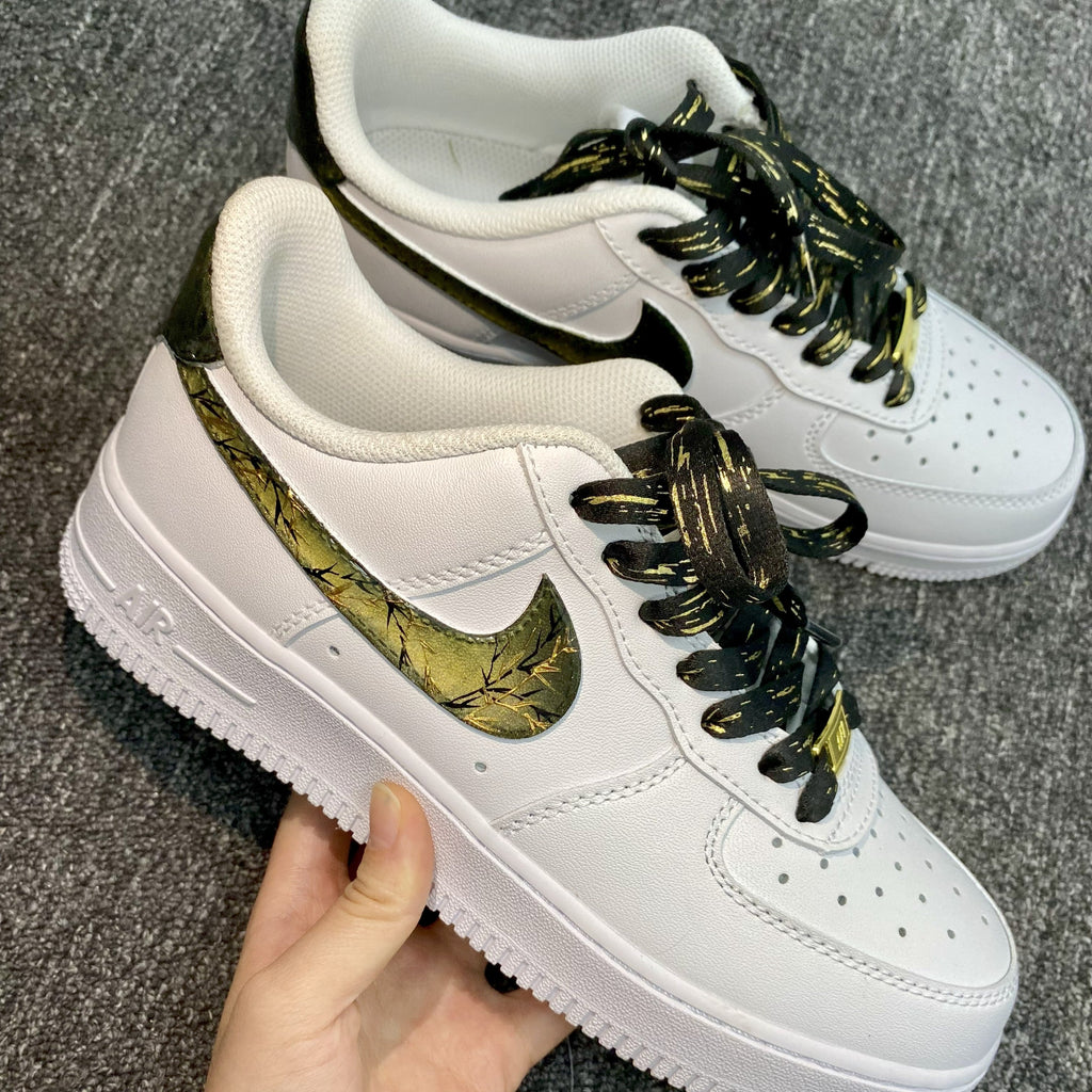 Custom Air Force 1 White Gold Foil