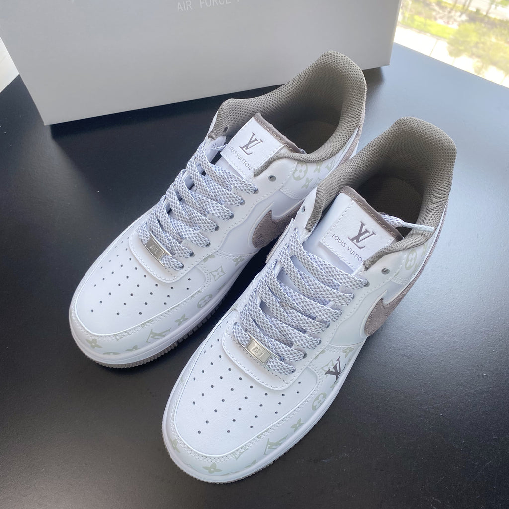 Custom Air Force 1 White Light Khaki LV Pattern