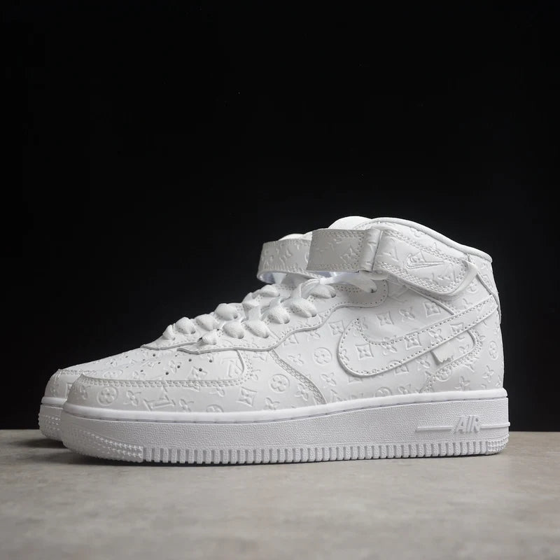 Custom Air Force 1 White LV Pattern Embossing