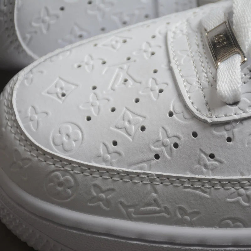 Custom Air Force 1 White LV Pattern Embossing