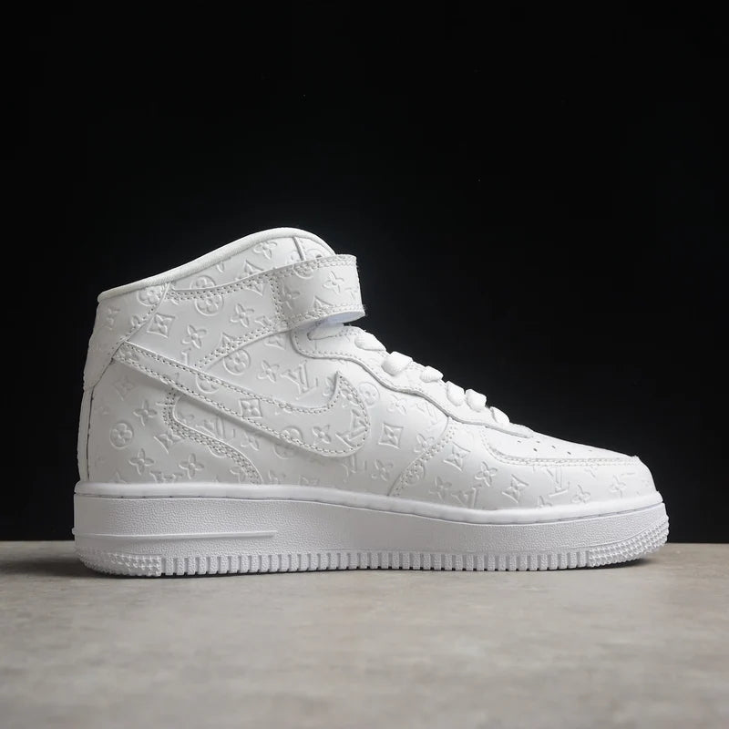 Custom Air Force 1 White LV Pattern Embossing