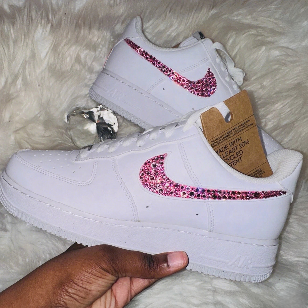 Custom Air Force 1 White Pink Rhinestones Style