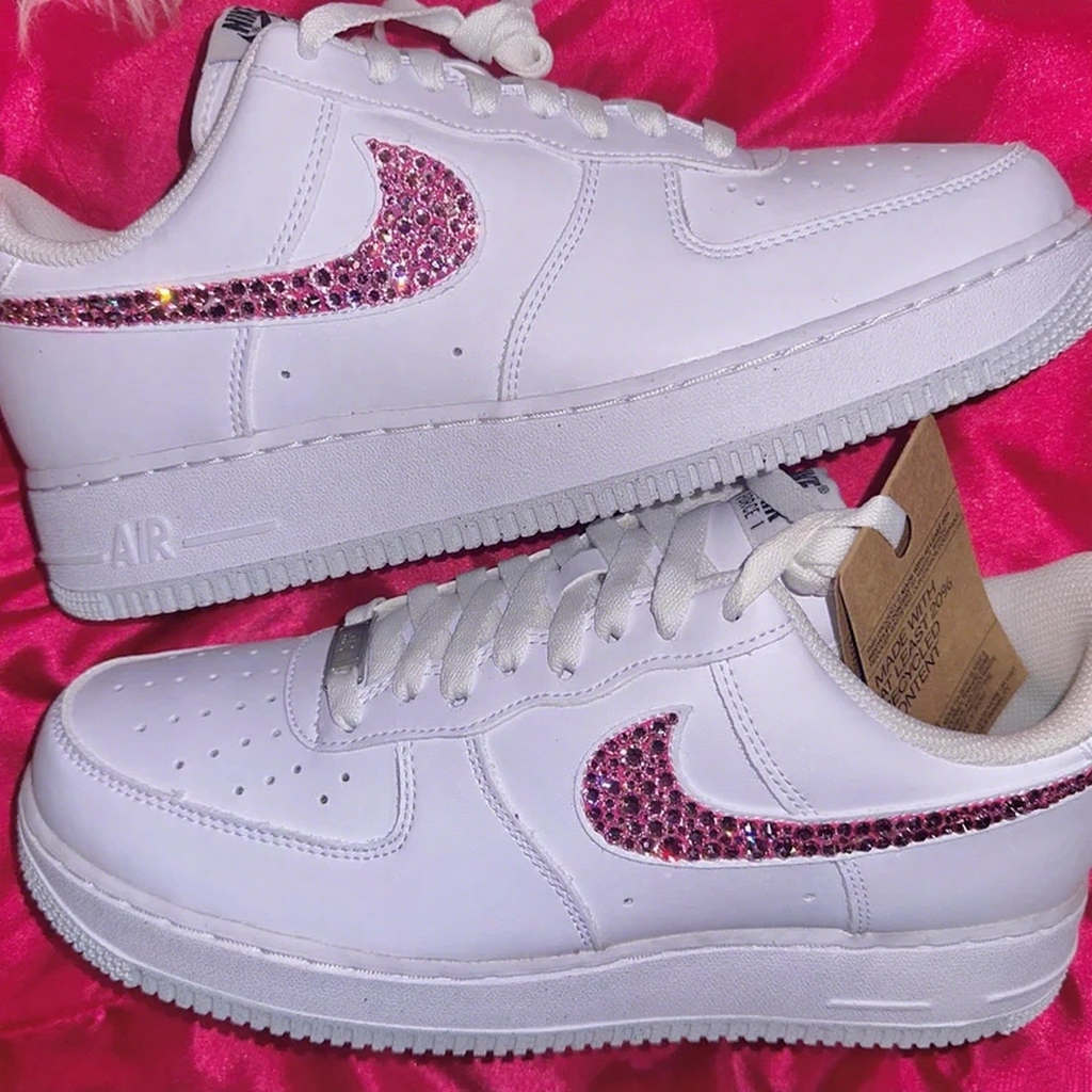 Custom Air Force 1 White Pink Rhinestones Style
