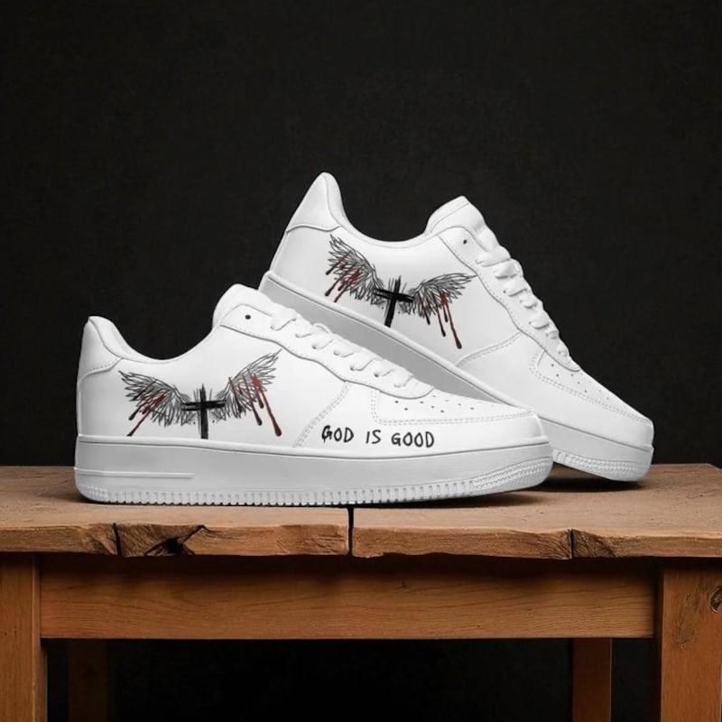 Custom Air Force 1 White Wings And Cross Design