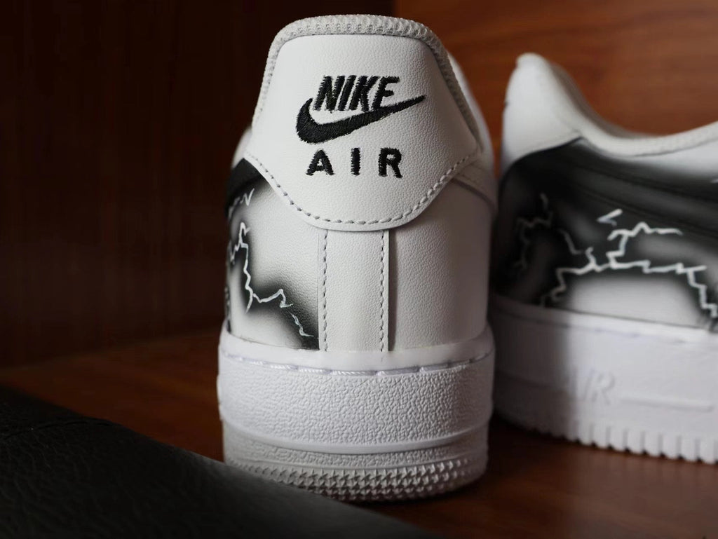 Custom Air Force 1 White With Black Lightning Pattern
