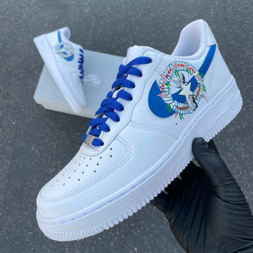 Custom Air Force 1 White With Blue Logo